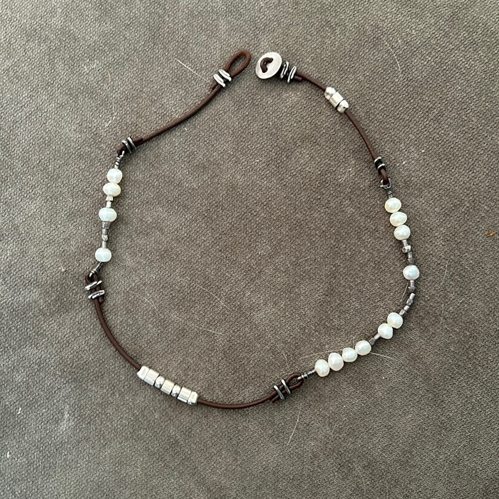Silpada leather Pearl necklace
